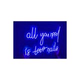 dekoraven All You Need Is Love Nails Tırnak Manikür Pedikür Güzellik Merkezi Kuaför Neon Led Tabela 60x35 Cm Mavi, allneed