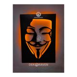 dekoraven Anonymous Led Işıklı Ahşap Tablo amber sarısı