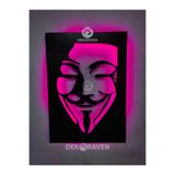 dekoraven Anonymous Led Işıklı Ahşap Tablo Pembe, anon