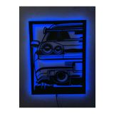 dekoraven Araba LED Işıklı Ahşap Tablo, gtr