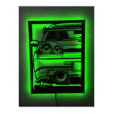 dekoraven Araba Led Işıklı Ahşap Tablo Yeşil 55x40 cm, gtr