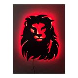 dekoraven Aslan Led Işıklı Ahşap Tablo, aslan122