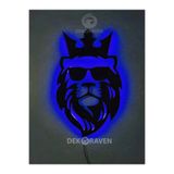 dekoraven Aslan Led Işıklı Tablo Mavi, aslan55