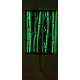 dekoraven Bambular Dekoratif Led Işıklı Ahşap Tablo 55x40 cm Yeşil, bambu