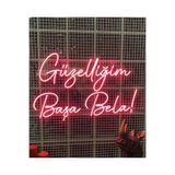 dekoraven Başa Bela Yazılı Neon Led Tabela Dekoratif Aydınlatma 50X32Cm Kırmızı, güzelliğim