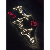 Dekoraven Bir An Bir Ömür Yazılı Neon LED Tabela | Kalp Detaylı Dekoratif Işıklı Duvar YAZISI(80X40CM)