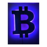 dekoraven Bitcoin Btc Led Işıklı Tablo Mavi 50x50 cm Duvar Dekorasyon Ürünü, btc22