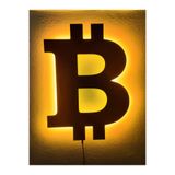dekoraven Bitcoin Btc Led Işıklı Tablo Sarı 50x50 cm Duvar Dekorasyon Ürünü, btc22