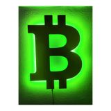 dekoraven Bitcoin Led Işıklı Tablo 50x50 cm Yeşil, btc