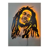 dekoraven Bob Marley Led Işıklı Ahşap Dekoratif Tablo bob1