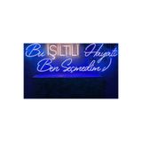 dekoraven Bu Işıltılı Hayatı Ben Seçmedim Yazı Neon Led Tabela Güzellik Merkezi Kuaför Dekor 80x40cm Mavi, buhayat1