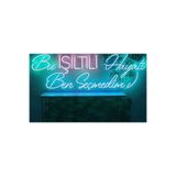dekoraven Bu Işıltılı Hayatı Ben Seçmedim Yazı Neon Led Tabela Güzellik Merkezi Kuaför Dekor 80x40cm Turkuaz, buhayat1
