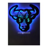 dekoraven Bull Işıklı Tablo mavi