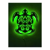 dekoraven Caretta Caretta Kaplumbağa Led Işıklı Ahşap Tablo Yeşil 55x50 cm, caretta1