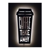 dekoraven Coffe Dekoratif Led Işıklı Ahşap Tablo 35x70 cm, coffe1