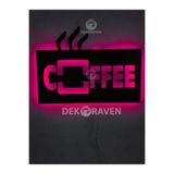 dekoraven Coffee-Kahve Led Işıklı Ahşap Tablo pembe
