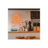 dekoraven Coffee Kahve Neon Led Dekoratif Duvar Yazısı Tabelası Turuncu 34x35 cm, SMC-1041