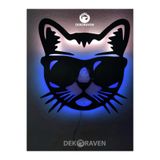 Dekoraven Cool Kedi Led Işıklı Ahşap Tablo, catdekoravenmav1