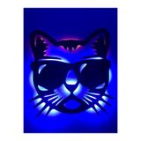 dekoraven Cool Kedi - Ledli - Siyah Ahşap Tablo - 55x53 siyah