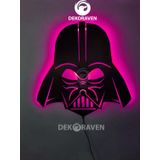 dekoraven Darth Vader Led Işıklı Ahşap Tablo pembe