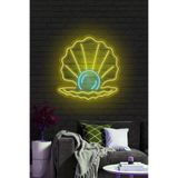dekoraven Deniz Kabuğu Neon Led Dekorasyon Duvar Süsü Led Tabela 50x30cm Sarı, extremmotif182