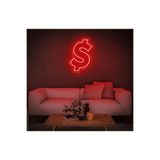 dekoraven Dolar Neon Led Dekoratif Duvar Yazısı Tabelası Aydınlatması Gece Lambası Kırmızı 30x40 cm, SMC-1023