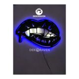 Dekoraven Dudak Led Işıklı Ahşap Tablo, ddkdekoravenblue