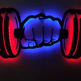 dekoraven Dumbell - Ledli - Siyah Ahşap Tablo - 25x51 siyah