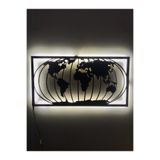 dekoraven Dünya Haritası Led Işıklı Tablo siyah