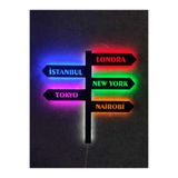 dekoraven Dünya Şehirleri Istanbul Londra New York Tokyo Led Işıklı Tablo 50x50 cm, nairobi