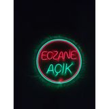 Dekoraven Eczane Için Neon "açık" Yazılı Tabela Ledli Cam Vitrin Aydınlatması - 50x50cm