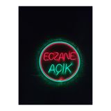 dekoraven Eczane İçin Neon "Açık" Yazılı Tabela Ledli Cam Vitrin Aydınlatması