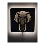 dekoraven Fil Dekoratif Led Işıklı Ahşap Tablo 50x50 cm Beyaz, fıl1