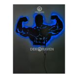 dekoraven Fitness-Gym Led Işıklı Tablo 50x50 cm Mavi, kaslı