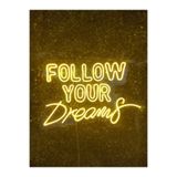 dekoraven Follow Your Dreams Yazılı Neon Led Tabela Dekoratif Aydınlatma 60X40 Cm Sarı, followtour