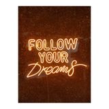 Dekoraven Follow Your Dreams Yazılı Neon Led Tabela Dekoratif Aydınlatma(60X40Cm), followyouturun