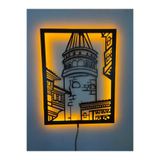 dekoraven Galata Kulesi Led Işıklı Ahşap Tablo 55x45 cm, galata88