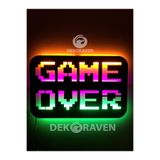 dekoraven Game Over Işıklı Tablo 55x35 cm Pembe Yeşil Amber LED'li Duvar Dekoru, gameover1
