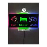 dekoraven Gamer Led Işıklı Duvar Tablosu, eatsleep12