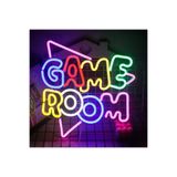 dekoraven Gamer Room Neon Tabela Dekoratif Aydınlatma ve Gece Lambası 50x50cm, gamerroom