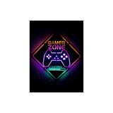 dekoraven Gamer Zone Dekoratif Led Işıklı Ahşap Tablo 50x50 cm Siyah, mabsbgamer
