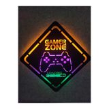 dekoraven Gamer Zone Led Işıklı Ahşap Tablo 70x70 cm, gamerzone170