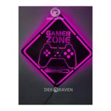 Dekoraven Gamer Zone Led Işıklı Ahşap Tablo, gamepink1222