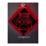 dekoraven Gamer Zone Led Işıklı Ahşap Tablo Siyah