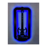 dekoraven Gitar Led Işıklı Ahşap Dekoratif Tablo mavi