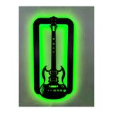 dekoraven Gitar Led Işıklı Ahşap Dekoratif Tablo yeşil