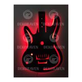 dekoraven Gitar Led Işıklı Tablo Duvar Dekorasyon Ürünü Kırmızı 55x40 cm, gitar11