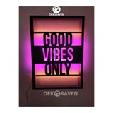 dekoraven Good Vibes Only-Motto Led Işıklı Ahşap Tablo pembe-amber sarısı