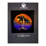 dekoraven Gün Batımı Led Işıklı Ahşap Tablo amber sarısı-mavi