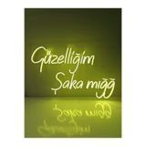 dekoraven Güzelliğim Şaka Mığğ Yazı Neon Led Tabela Duvar Dekoru Sarı 60x30 cm, güzellimrvb32